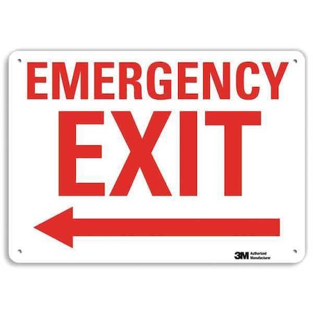 Exit Sign, Recycled Plastic, 10" W, 7" H, Emergency Exit, White