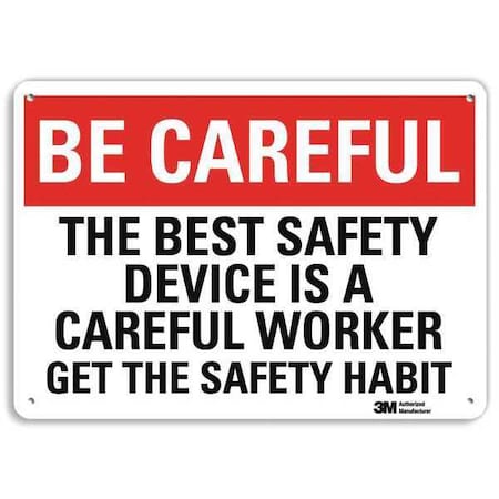 Safety Sign, 10 in H, 14 in W, Plastic, English, U7-1041-NP_14X10
