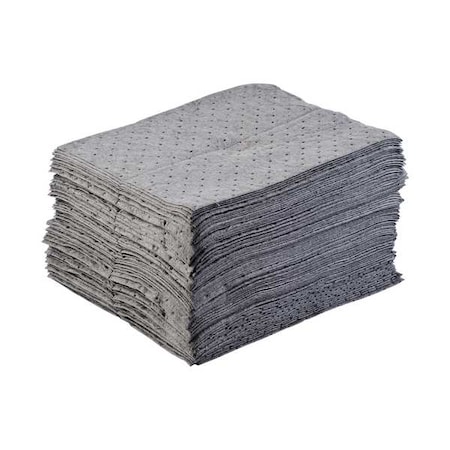 Sorbent Pad, 17 gal, 15 in x 17 in, Universal, Gray, Polypropylene