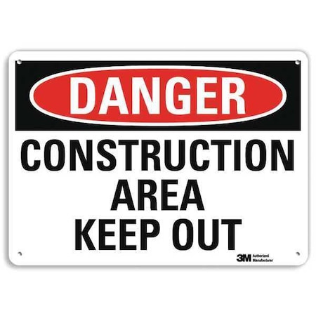 Danger Sign, 10 in Height, 14 in Width, Plastic, Horizontal Rectangle, English