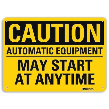 Caution Sign, 10 in Height, 14 in Width, Plastic, Horizontal Rectangle, English