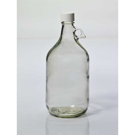 Jug, 2.5 L Capacity - mL, 84 fl oz Capacity - oz, Screw On Closure, Glass, Integral Shoulder Handle
