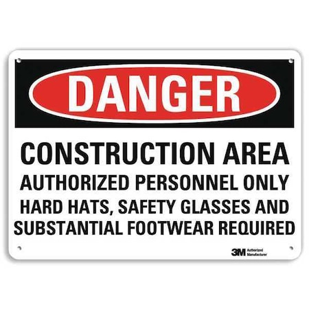Plastic Danger Sign,4 Holes,10"x7", U3-1254-NP_10X7