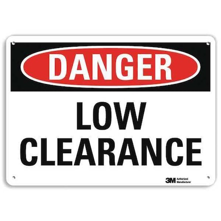 Danger, Low Clearance, 7 in x 10 in, Vertical Rectangle, Plastic, U3-1779-NP_10X7