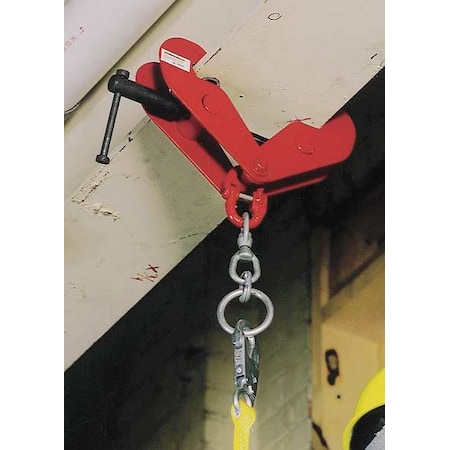 Beam Clamp, 400 lb Weigth Capacity, Steel Anchor, Swivel D-Ring, 1 Workers per System