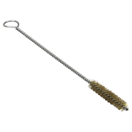 Tube and Pipe Brush, 7 in L Handle, 3 in L Brush, Tan, Brass, 10 in L Overall, 12 PK