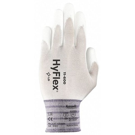 Coated Gloves, Polyurethane, Smooth, Palm, 3 Abrasion Level, White, 2XS (5) 1 PR