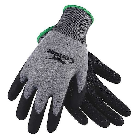 Coated Gloves, Nitrile, Foam Coating with Dots on Palm, Palm, 4 Abrasion Level, Gray/Black, S 1 PR