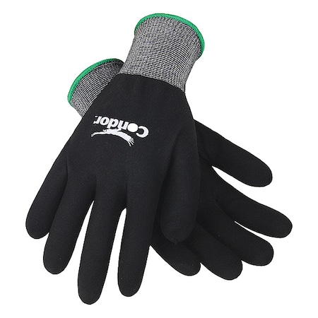Coated Gloves, Nitrile, Foam, Full, 4 Abrasion Level, Black, S (7) 1 PR