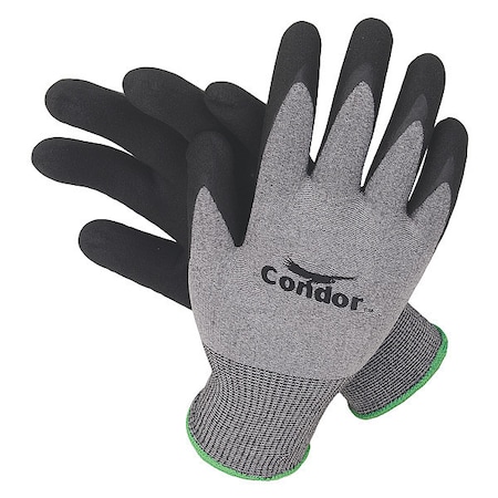 Coated Gloves, Nitrile, Foam, Palm, 4 Abrasion Level, Gray/Black, M (8) 1 PR