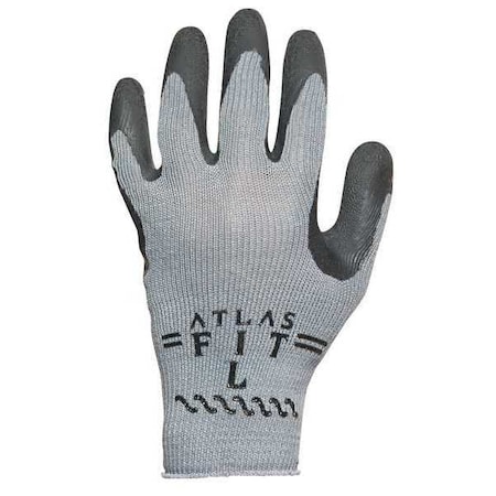 Latex Coated Gloves, Natural Rubber Latex, Rough, Palm, 4 Abrasion Level, Gray, M (8) 1 PR