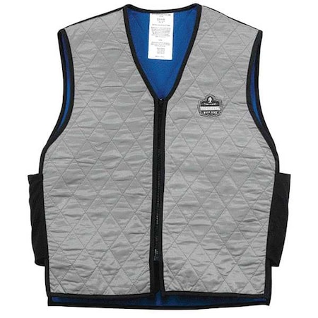 Evaporative Cooling Vest, Nylon, Evaporative, Up to 4 hr Max Cooling Time, Zipper Closure, Gray