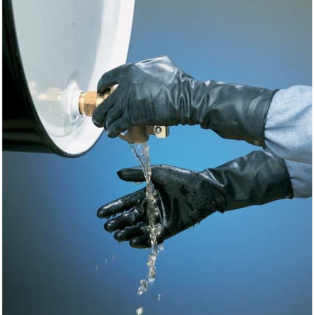Chemical Resistant Gloves, Butyl, 11 in L, 13 mil, Black, 11, 1 PR