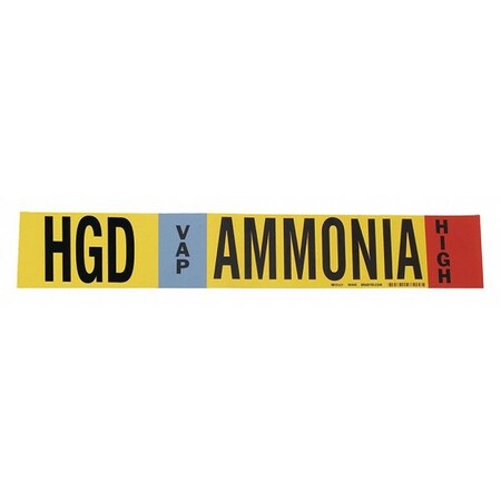Ammonia Pipe Marker,HGD,1 to 2-1/2In,PK4