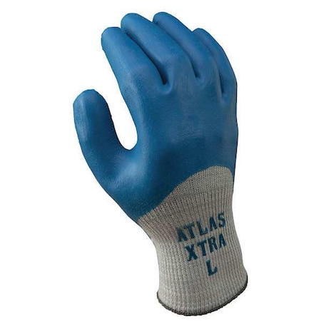 Coated Gloves, Natural Rubber Latex, Rough, Full, 4 Abrasion Level, Blue, M 1 PR