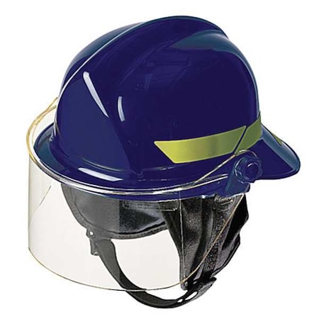 Fire Helmet, Thermoplastic, 4 pt Ratchet, Blue, Fits Hat Size 6-1/2 to 8 ,Modern