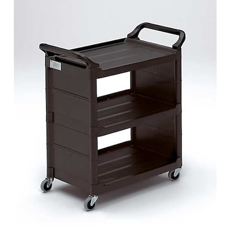 Enclosed Service Cart, Polypropylene, 150 lb Load Capacity, 3 Shelves, 33 5/8 in L, 18 5/8 in W