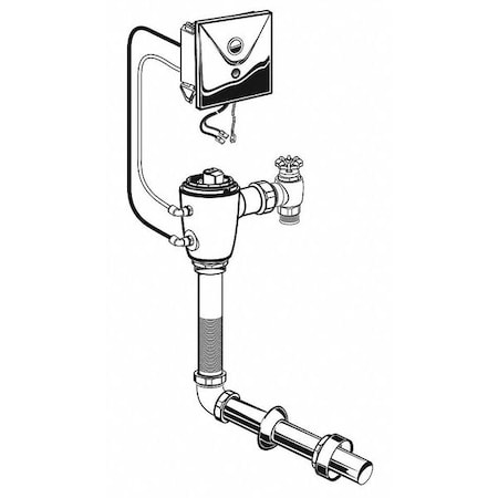 Toilet Automatic Flush Valve, 1.28 gpf gpf, Rough Brass, 1 in, 1 1/2 in Spud Coupling