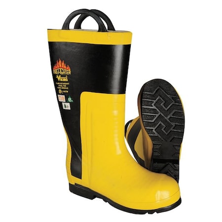 Fire and Rescue Boot, Structural, Rubber Outsole, Rubber Upper, 16 in Height, Steel Toe, 12 M