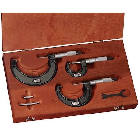 Micrometer Set,0-3 In,0.0001 Res,3 Pc