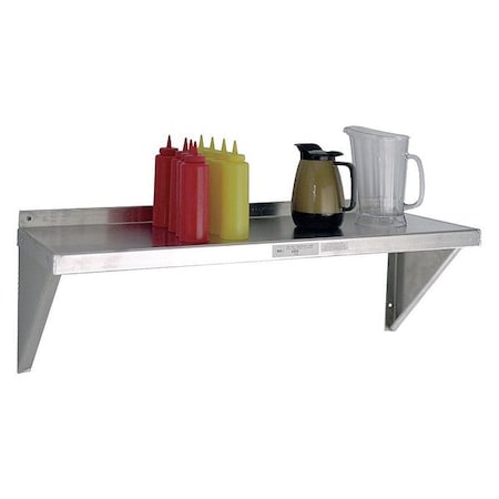 Aluminum Wall Shelf, 15"D x 48"W x 13-1/4"H, Silver