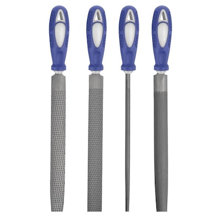 Hand File Set,Bastard/Smooth,6 In L,4 Pc