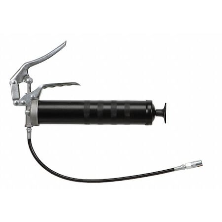 Manual Grease Gun, Pistol-Grip Handle, Cartridge Load, Flex Nozzle, Fixed Stroke, 56 Strokes per Oz