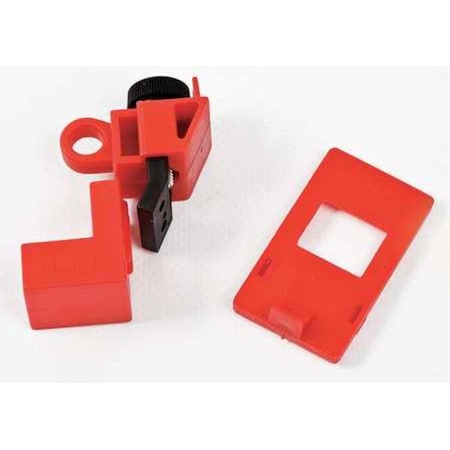 Clamp-On Circuit Breaker Lockout, No Hole, 120/277V AC, Red