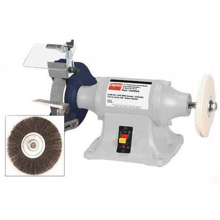 Bench Grinder & Buffer, 8 in Max. Wheel Dia, 1 in Max. Wheel Thickness, 36 Grinding Wheel Grit
