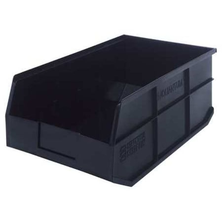 Shelf Storage Bin, Polypropylene, Black, 7 in H, 11 in W, 18 in L