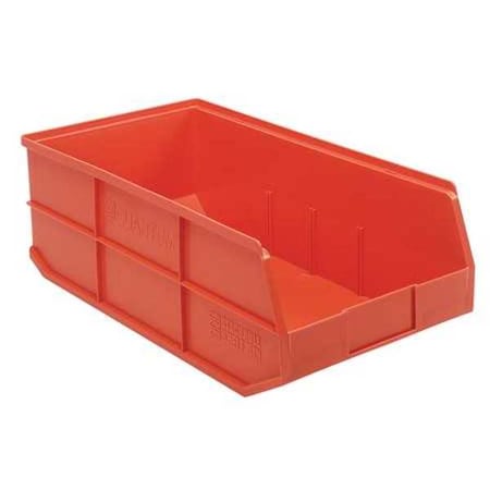 Shelf Storage Bin, Polypropylene, Orange, 7 in H, 11 in W, 20 1/2 in L