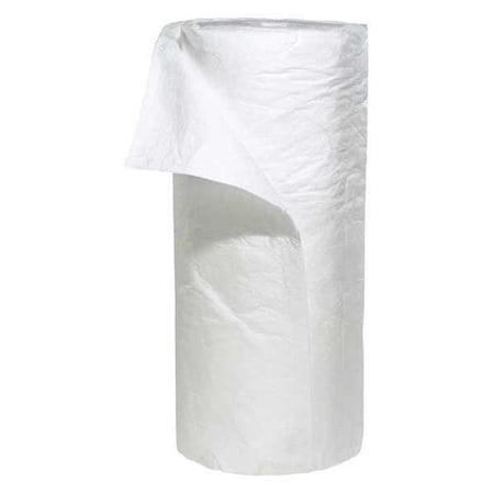 Sorbent Roll, 63 gal, 30 in x 150 ft, Oil, White, Polypropylene