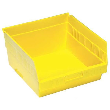 Shelf Storage Bin, Polypropylene, Yellow, 8 in H, 11 1/8 in W, 11 5/8 in L