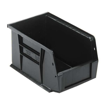 Hang & Stack Storage Bin, Polypropylene, Black, 5 in H, 6 in W, 9 1/4 in L