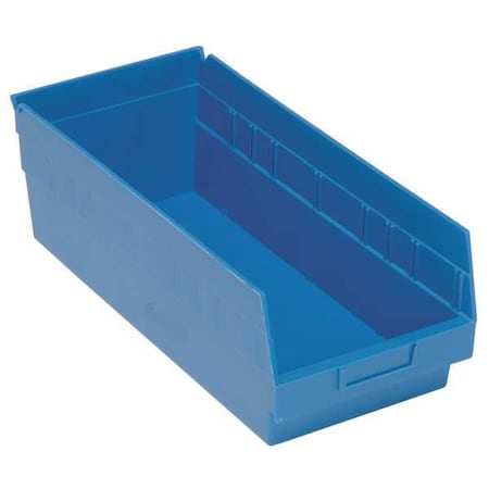 Shelf Storage Bin, Polypropylene, Blue, 8 in H, 8 3/8 in W, 17 7/8 in L