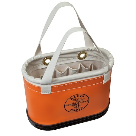 Bucket Bag, Orange, Plastic Exterior, Canvas Interior, Polypropylene Bottom, 14 Pockets