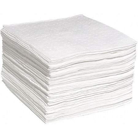 Absorbent Pad, 15 in W x 19 in L, Absorbs 31 gal. per Pkg, Oil, White, 200PK