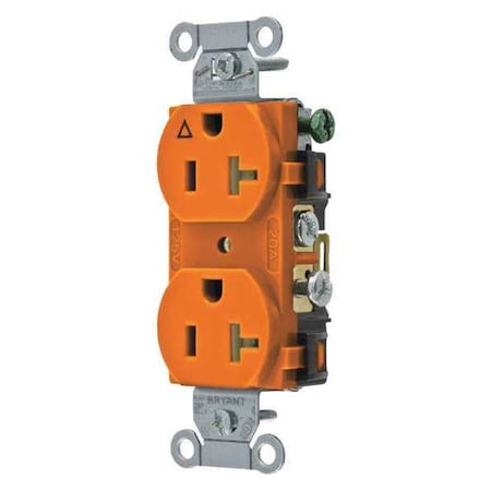 Straight Blade Receptacle, 5-20R, 20 A, 125V AC, 2 Pole, 3 Wire, Flush Mount, Isolated Ground
