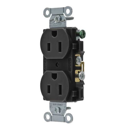 Straight Blade Receptacle, 5-15R, 15 A, 125V AC, 2 Pole, 3 Wire, Flush Mount, Grounded