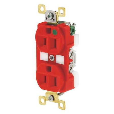 Straight Blade Receptacle, 5-15R, 15 A, 125V AC, 2 Pole, 3 Wire, Flush Mount, Grounded