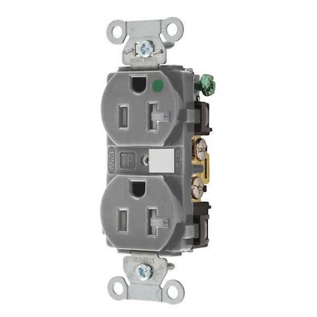 Straight Blade Receptacle, 5-20R, 20 A, 125V AC, 2 Pole, 3 Wire, Flush Mount, Grounded