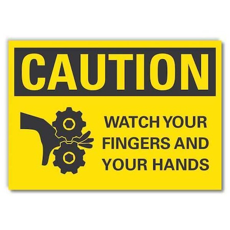 Caution Sign, 3 1/2 in Height, 5 in Width, Reflective Sheeting, Horizontal Rectangle, English
