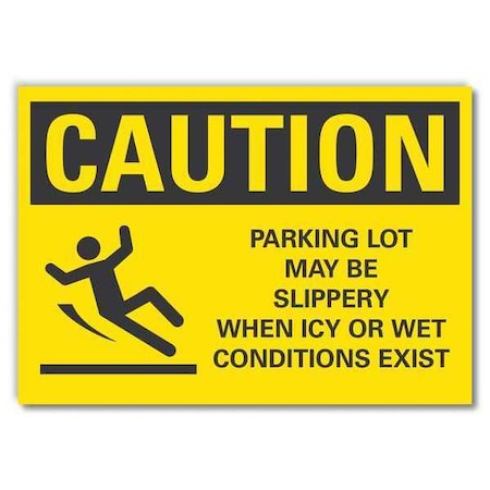 Slippery Caution Reflective Label, 5 in H, 7 in W, , English, LCU3-0139-RD_7x5