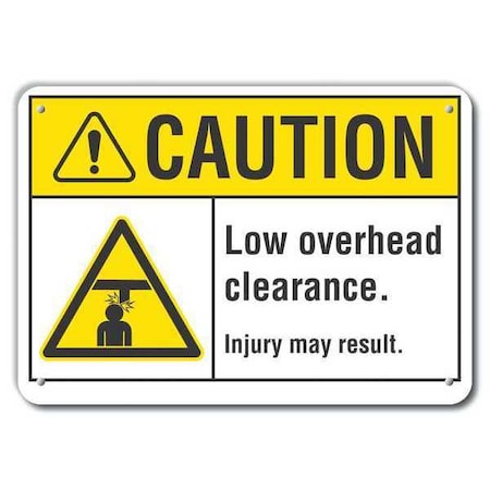 Low Overhead Clearance Injury May Result, 10 in W x 7 in H, Rectangle, Aluminum, LCU3-0006-RA_10x7
