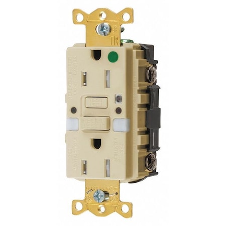GFCI Rceptcle, Hspital, Ivry, 15A, 0.5 HP