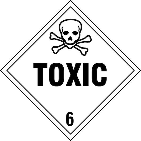 DOT Container Placard, Toxic, Self-Adhesive Vinyl, 10-4/5" W x 10-4/5" H, 10 PK