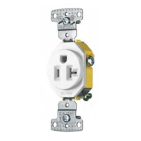 Straight Blade Receptacle, 5-20R, 20 A, 125V AC, 2 Pole, 3 Wire, Flush Mount, Self-Grounded