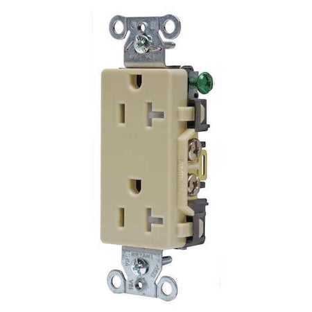 Straight Blade Receptacle, 5-20R, 20 A, 125V AC, 2 Pole, 3 Wire, Flush Mount, Self-Grounded