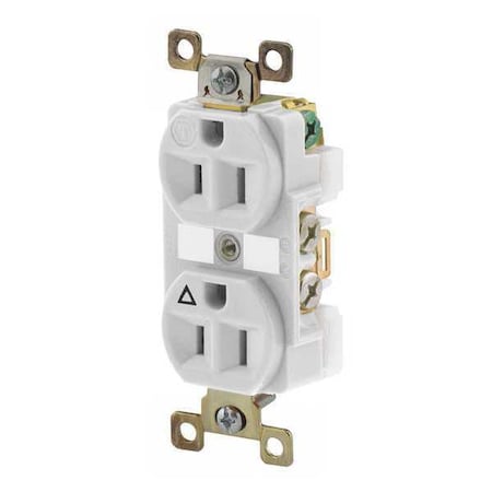 Straight Blade Receptacle, 5-15R, 15 A, 125V AC, 2 Pole, 3 Wire, Flush Mount, Isolated Ground