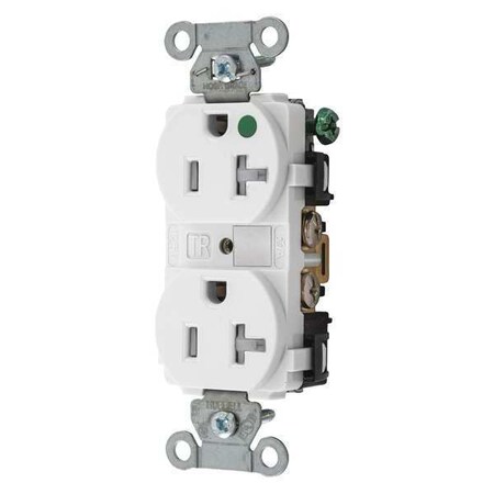 Straight Blade Receptacle, 5-20R, 20 A, 125V AC, 2 Pole, 3 Wire, Flush Mount, Grounded